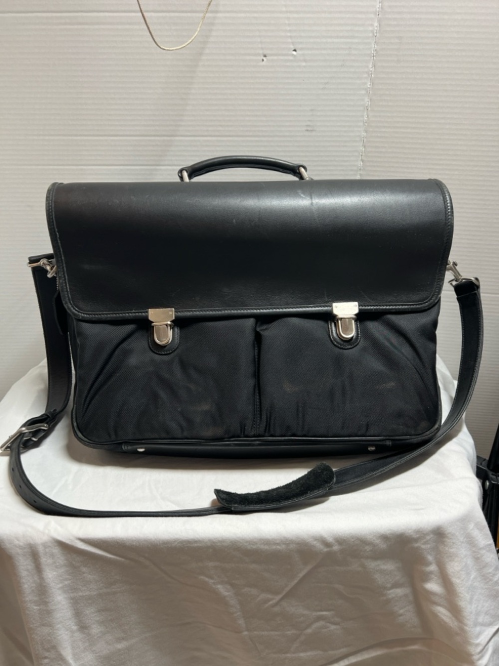 Coach Black Leather & Nylon Briefcase/Laptop bag 5113 with Silver Hardware - Picture 3 of 13